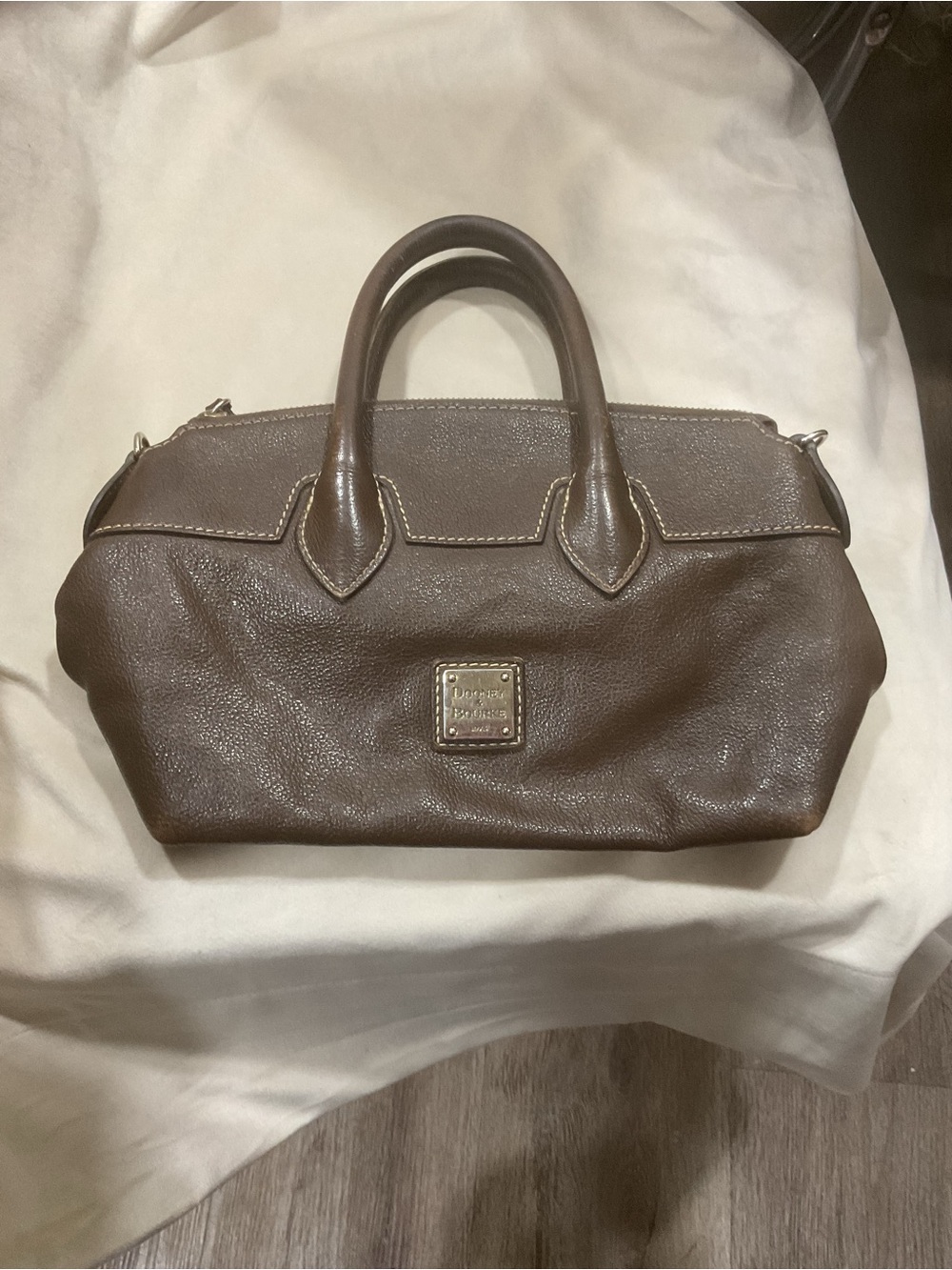 Dooney & Bourke Chocolate Brown Leather Satchel with Top Handles